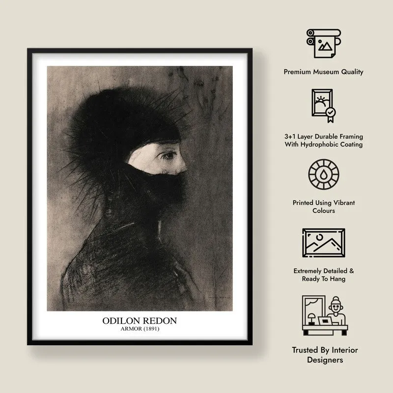 Armor Odilon Redon Archival Canvas Wall Painting - Black Frame media 8
