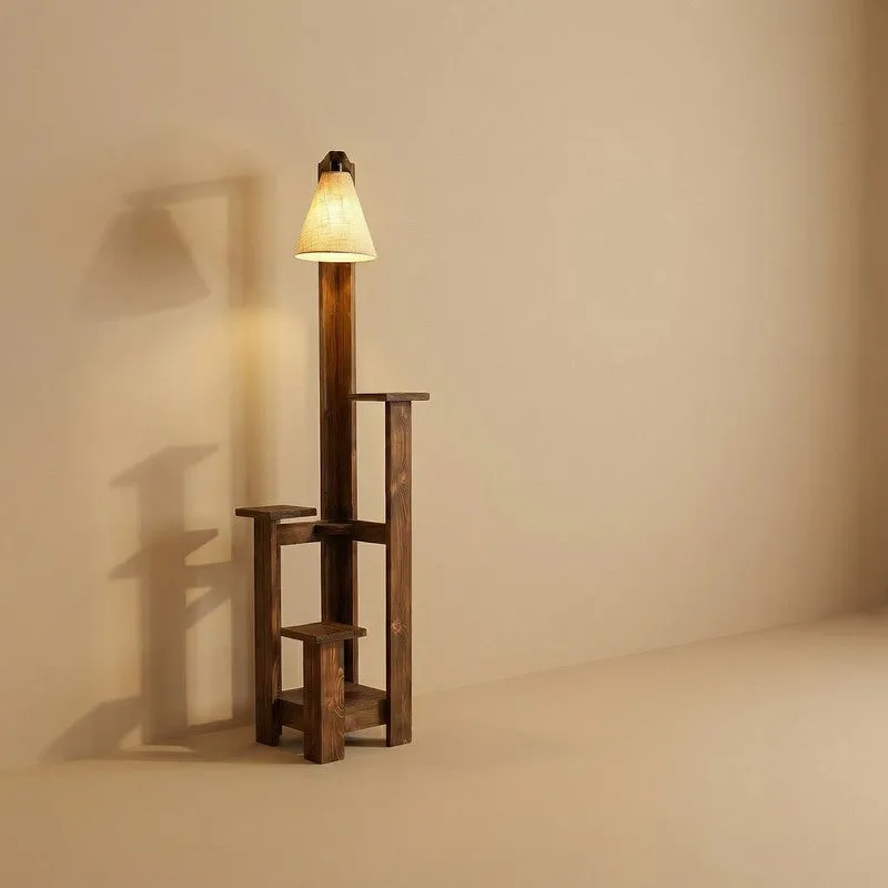 Clastre Jute & Wooden Floor Lamp With Shelves media 6