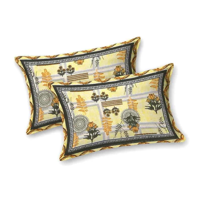 Formy Cotton Bedsheet (Yellow,Grey) - 240 TC media 4