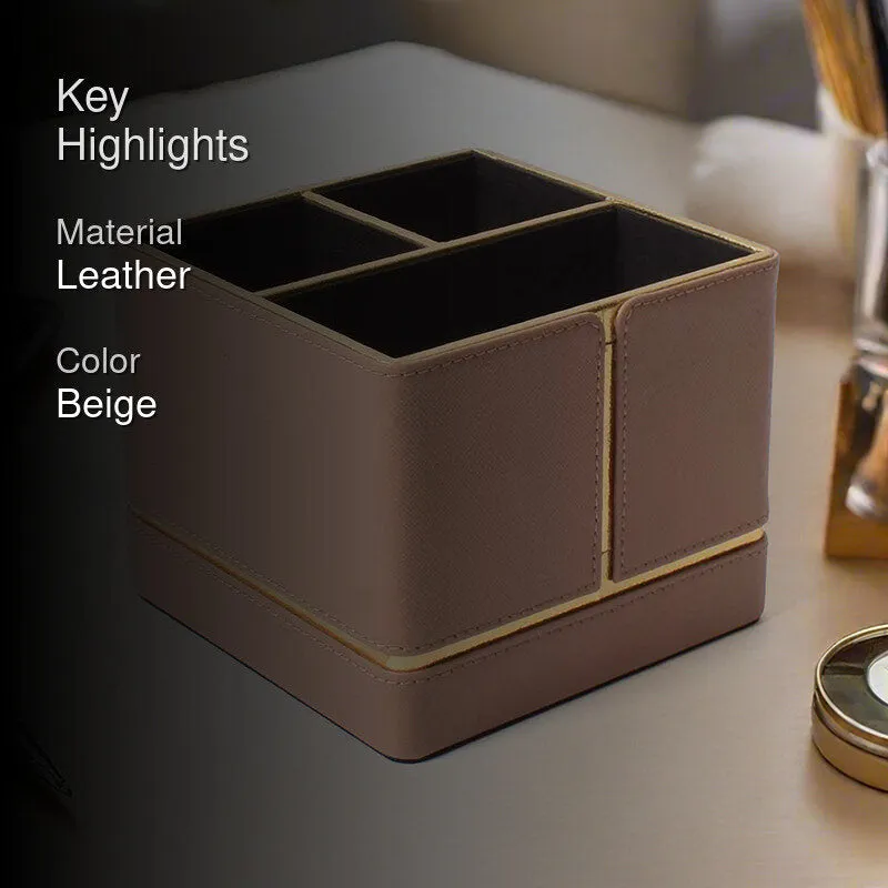 Ceastra Faux Leather Desk Organizer - Beige media 2