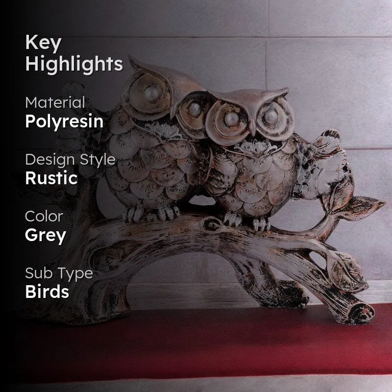 Hoot & Chill Painted Polyresin Showpiece - Silver media 2