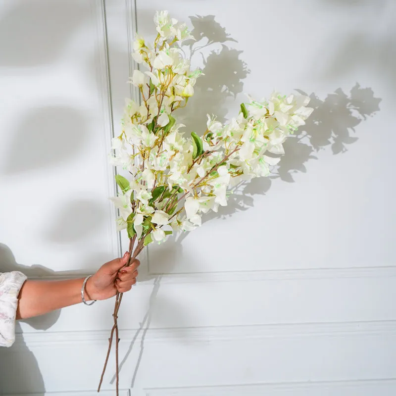 Faux White Bougainvillea Flower Stick (36 CM) - Set Of Two media 1