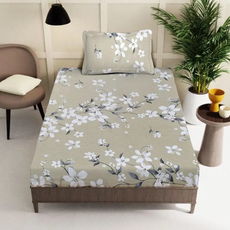 Mitusha Printed Cotton Bedsheet (Olive Green) - 200 TC media 1