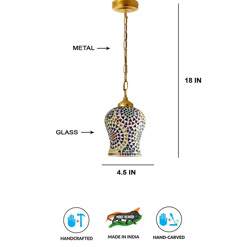 Mosaic Pattern Metal & Glass Ceiling Lamp media 7