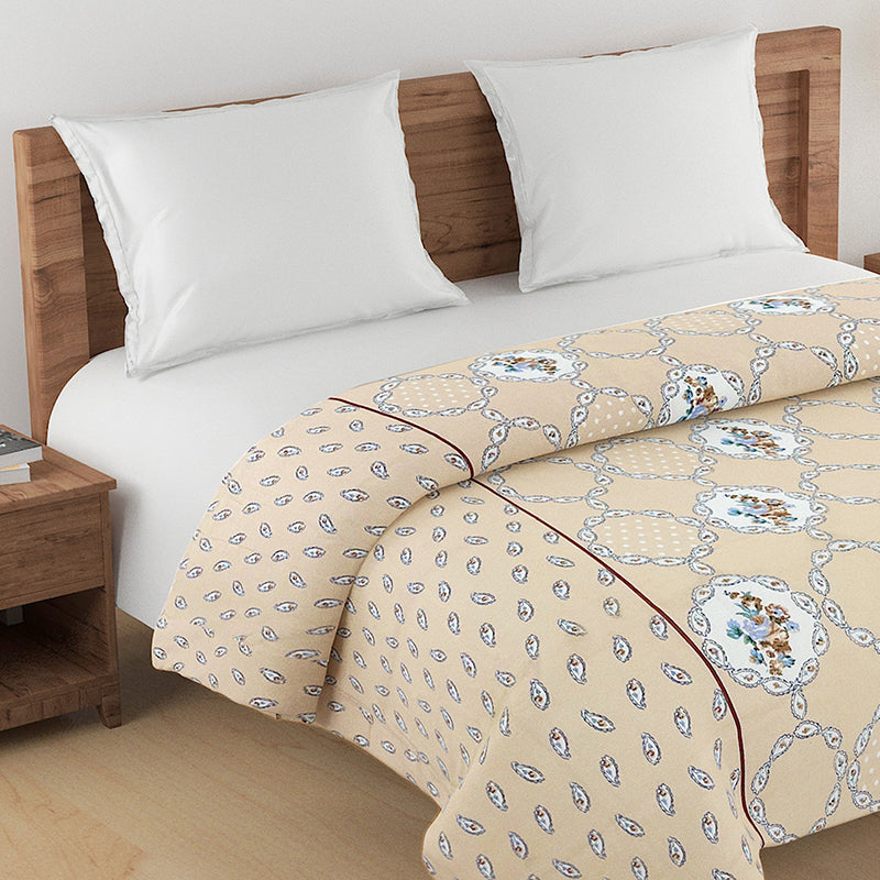 Swayam Rose Grove Cotton Comforter (Beige) - 150 GSM media 5