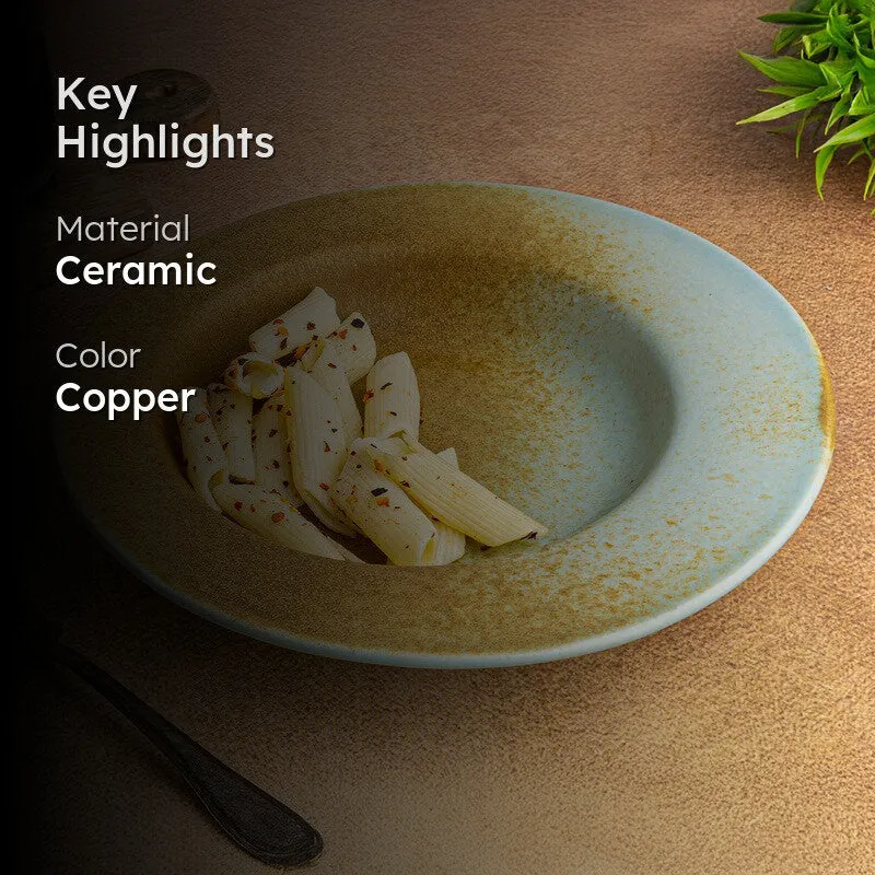 Copper Wave Ceramic Pasta Plate - Set Of Two media 2
