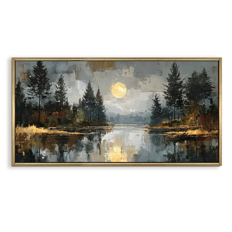 Lunar Echo Canvas Wall Painting With Frame media 3