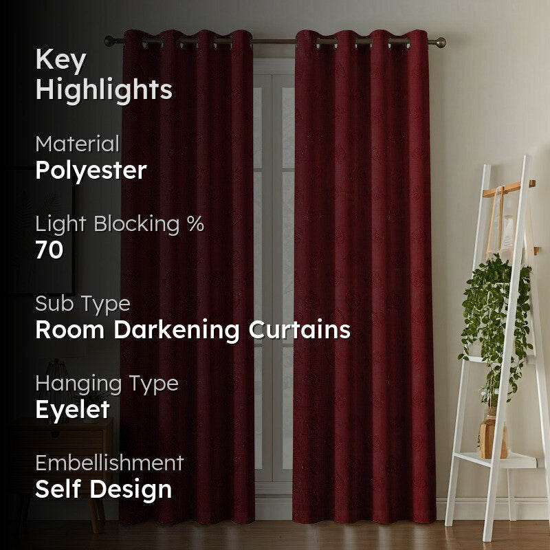 Dream Drape Curtains (Maroon) - Set Of Two media 2
