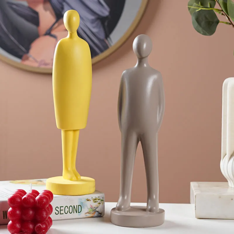 In Harmony Painted Resin Showpiece (Yellow & Brown) - Set Of Two media 1