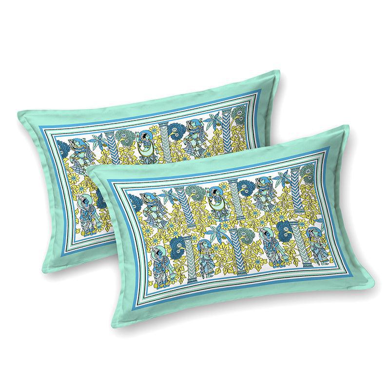 Saumya Serenity Floral Cotton Bedsheet (Green) - 150 TC media 6