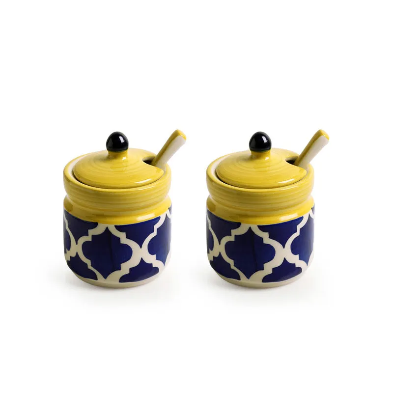 Moroccan Dream Handpainted Storage Jar With Stand (280 Ml) - Five Piece Set media 3
