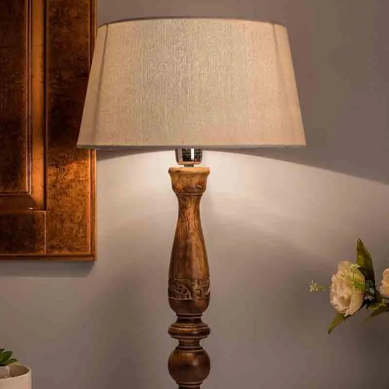 Earthie Fabric Table Lamp - White media 3