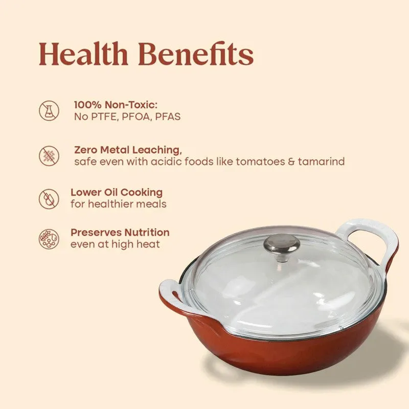 Cumin Co Enamel Cast Iron Kadhai (3200 mL) - Rust media 6