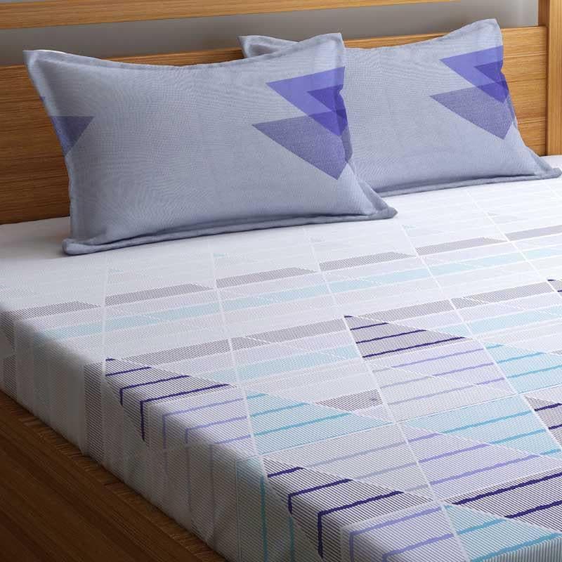 Trio Frenzy Fitted Cotton Bedsheet (Blue) - 400 TC media 5