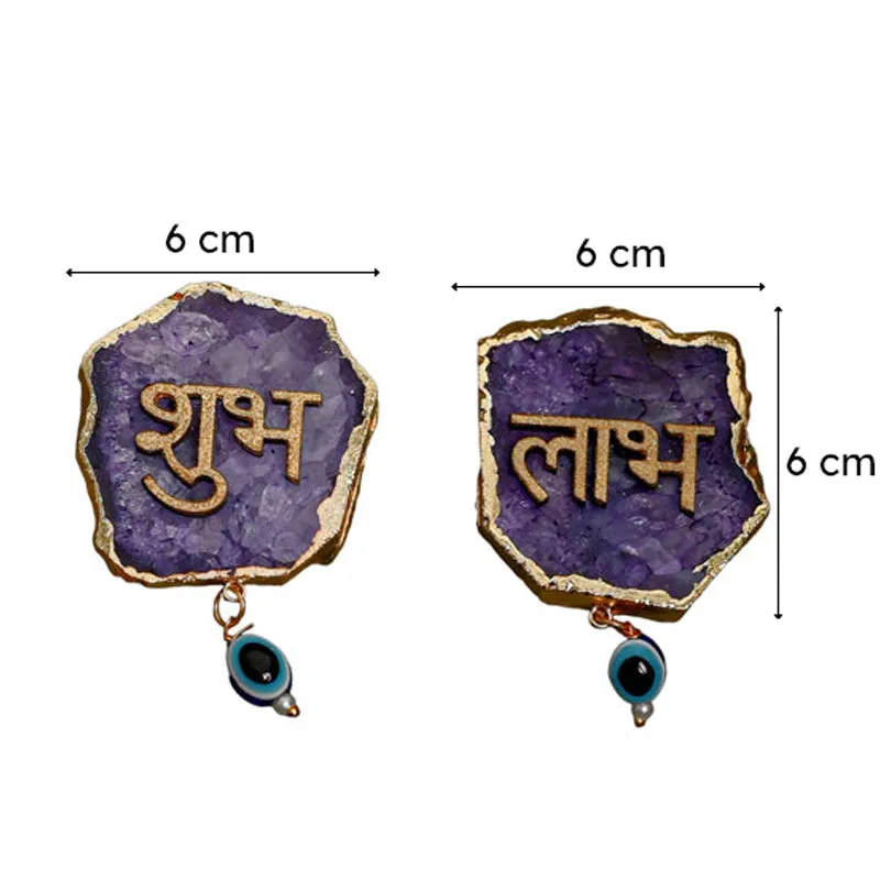 Shub Labh Agate Wall Accents (Purple) - Set Of Two media 5