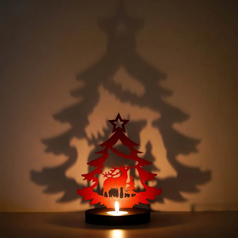 Starlit Sleigh Wood Christmas Tea Light Holder - Red media 6