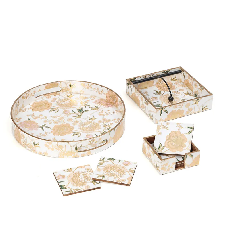 Brushwood Serving Tray With Coaster - Nine Piece Set media 6