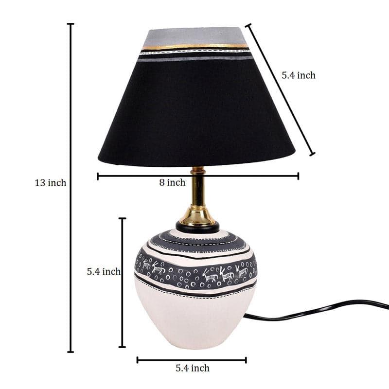 Ravish Terracotta Table Lamp - Black,White media 7