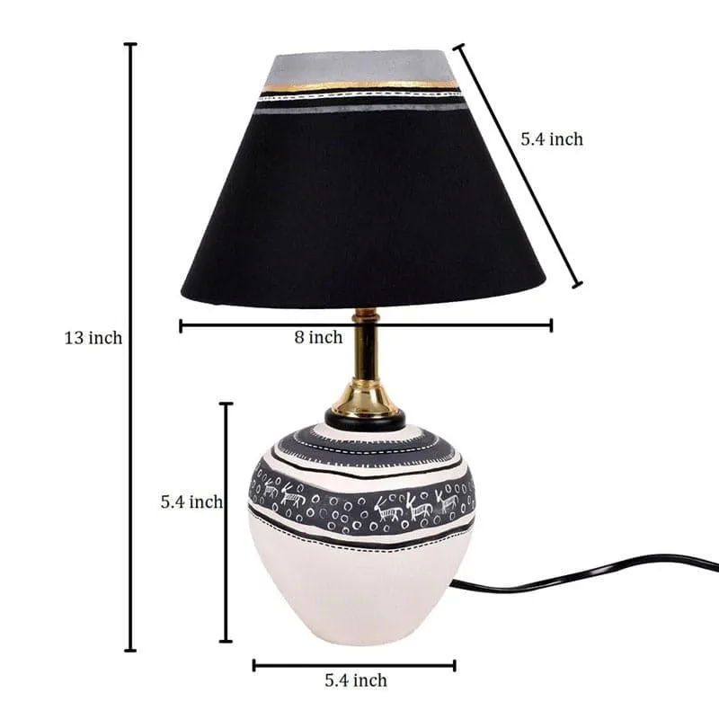 Ravish Terracotta Table Lamp - Black,White media 7