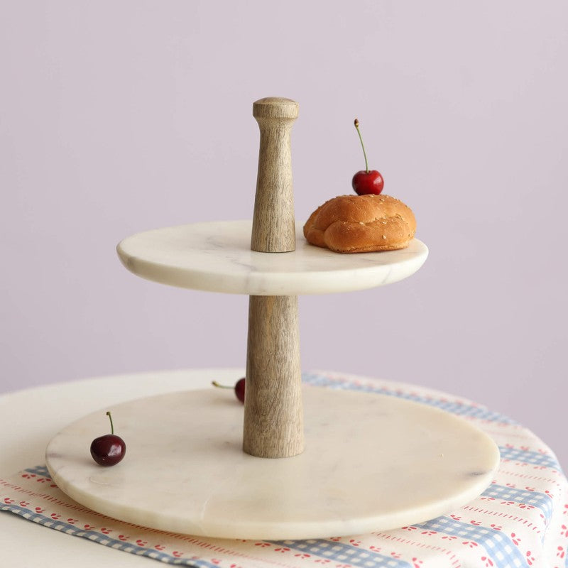 Orange Tree Damas Two Tier Cake Stand (Marble,Wood)