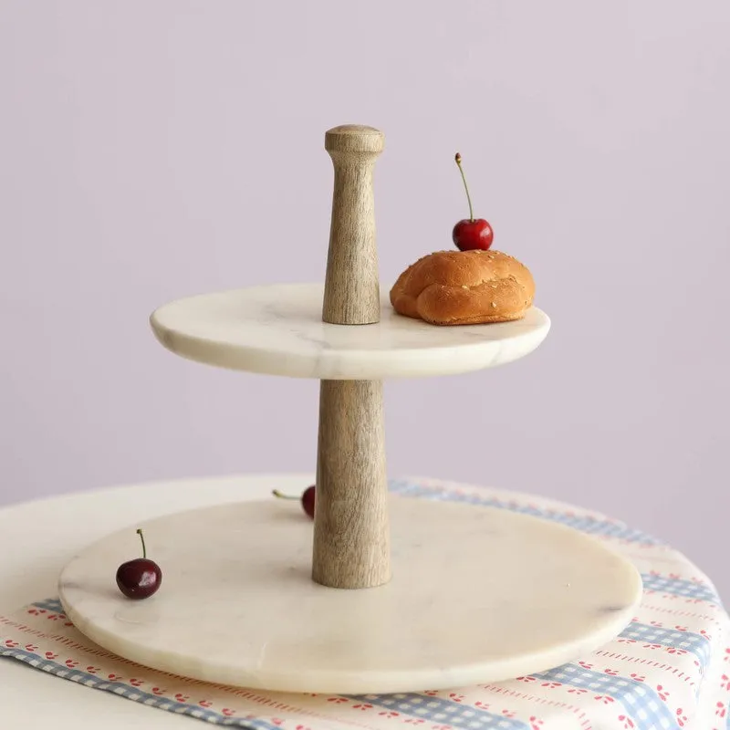 Orange Tree Damas Two Tier Cake Stand (Marble,Wood) media 1