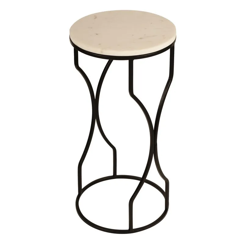 Marble Top Base Aluminum Side Table (Black) - Large media 5