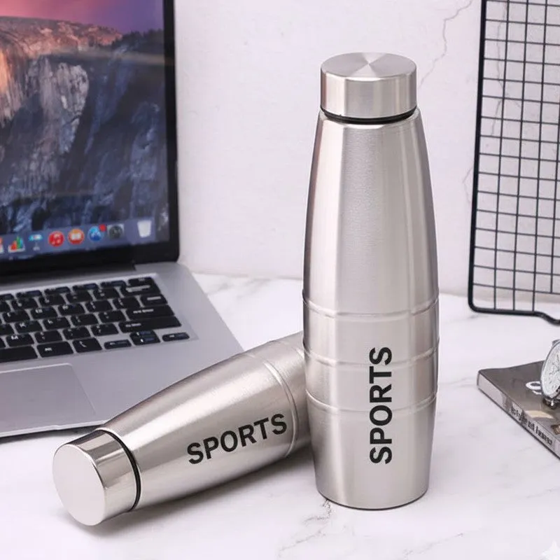 Sports Silver Stainless Steel Bottle - 1000 mL media 6