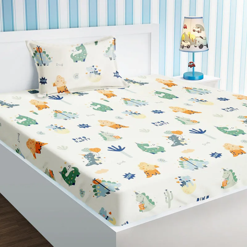 Dino Pals Kids Cotton Bedsheet - 210 TC media 1