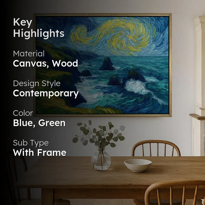 Starry Shore Canvas Wall Painting With Frame media 2