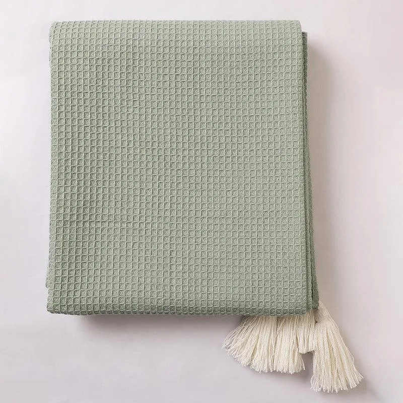 Cotton Meadow Knitted Tassled Throw - Grey media 3