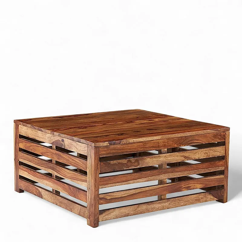 Qervon Sheesham Wooden Center Table - Brown media 3