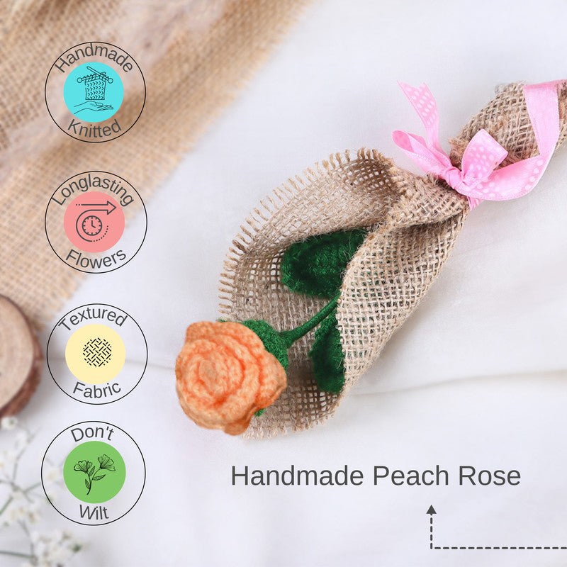 Crochet Handmade Rose Bouquet -  Peach media 7