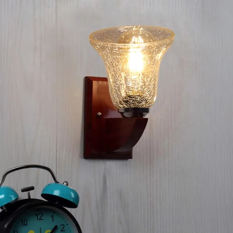 Crystal Flare Wooden Base Glass Wall Lamp media 3
