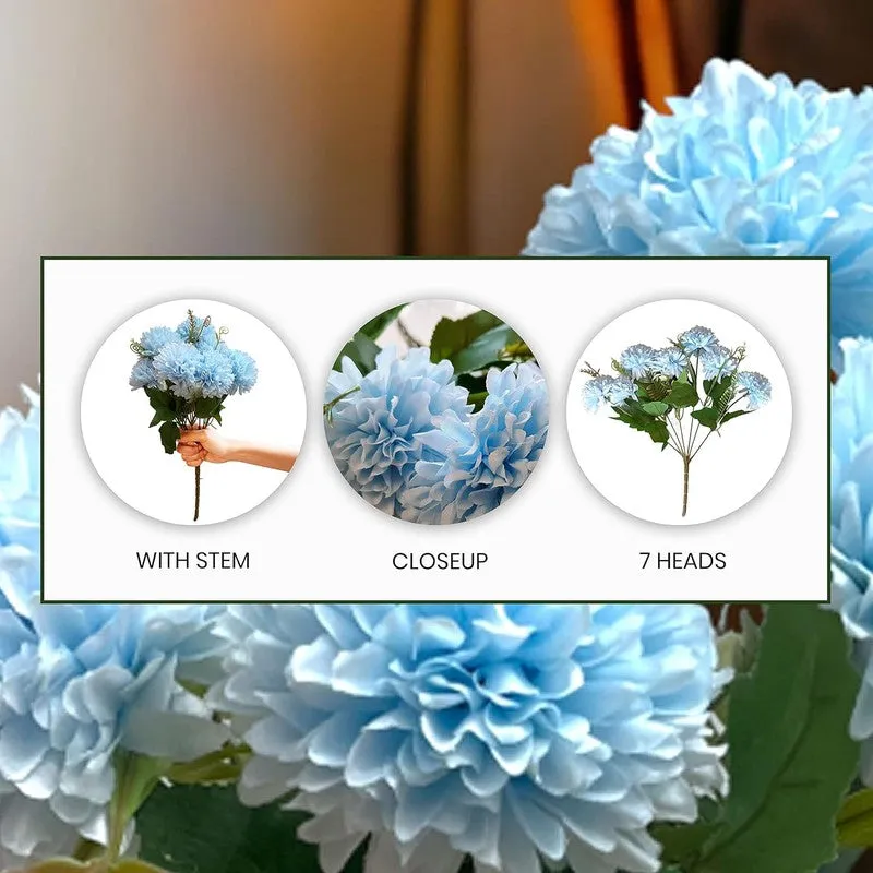 Hortensia Chrysanthemum Artificial Flower - Blue media 6