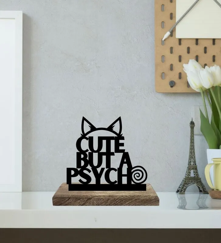 Eccentric & Adorable Psycho-Chic Typography Showpiece - Set Of Two media 3