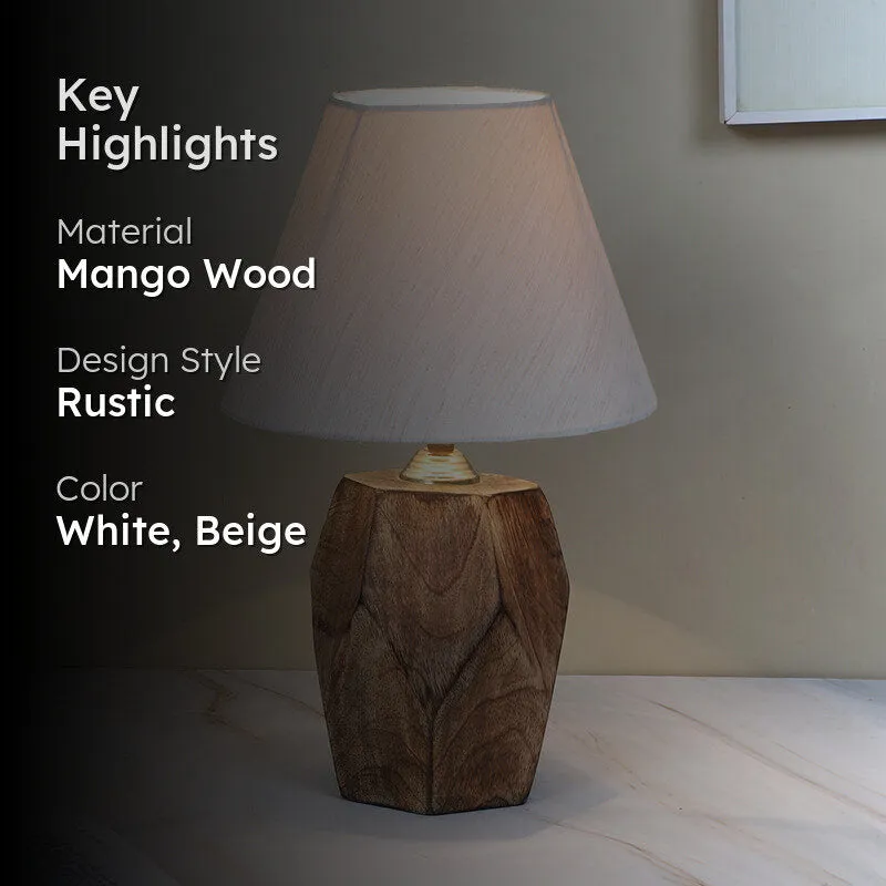 Truda Solid Mango Wood Table Lamp - White,Beige media 2