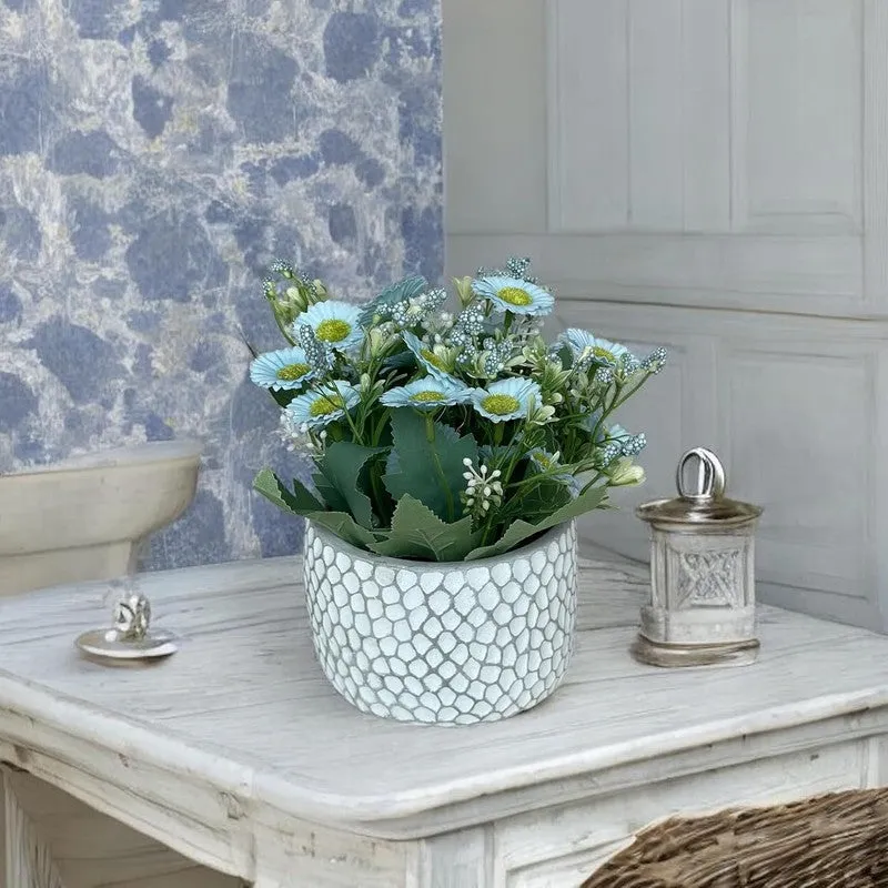 Faux Aster Artificial Flower With Pot - Blue media 3
