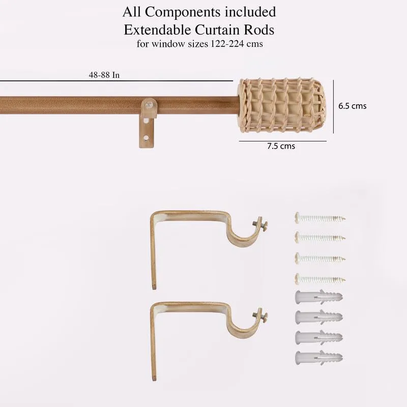 Weavora Extendable 1" Single Curtain Rod With Round Finial & Brackets media 5