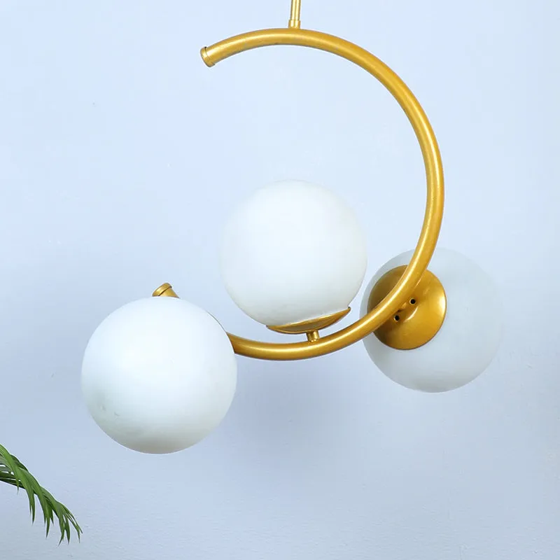 Pearl Curve Iron Moon Ceiling Lamp media 2