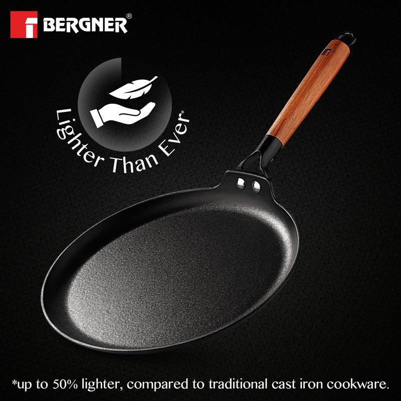 Bergner Odin Iron Dosa Tawa With Wooden Handle - 28 cm image 7