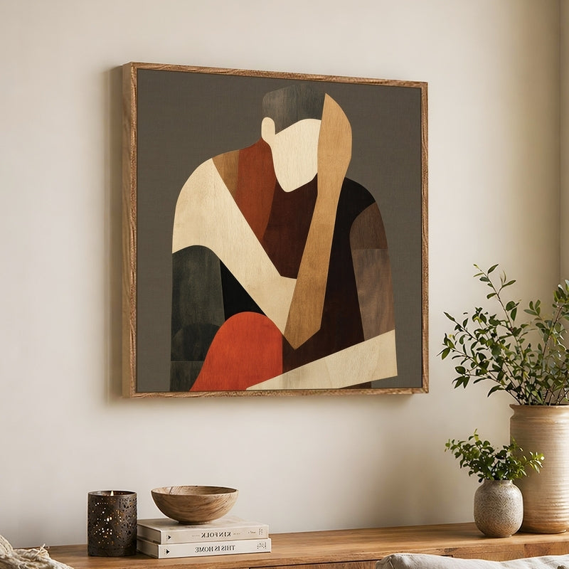 Geo Figurine Canvas Wall Art With Frame