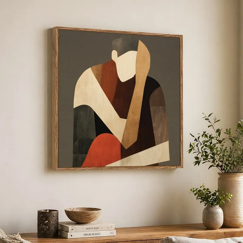 Geo Figurine Canvas Wall Art With Frame media 1