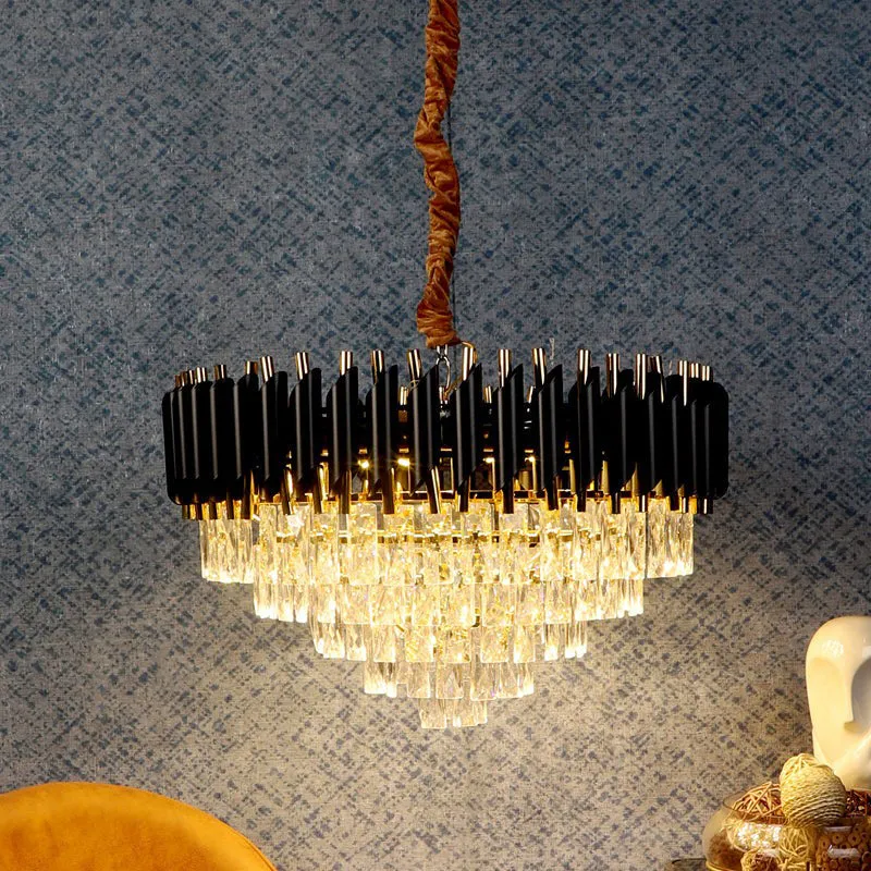 Auristra Crystal Cluster Chandelier - Black & Gold media 1