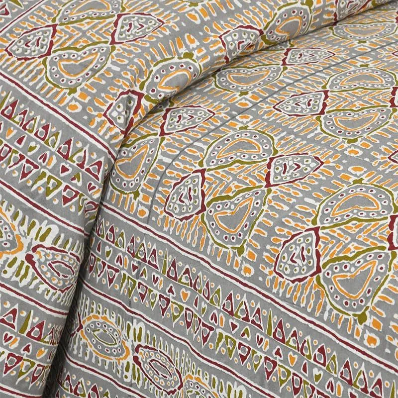Seijun Mural Cotton Bedsheet (Yellow) - 180 TC media 4