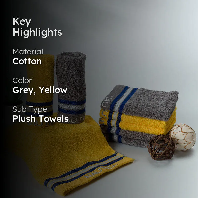 Nautica Dove Down Cotton Face Towel (Grey & Yellow) - Set Of Eight media 2