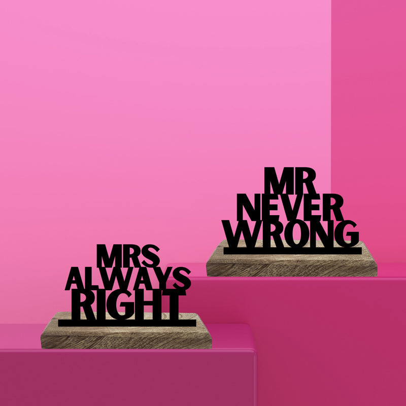 Mr. Never Wrong Typography Showpiece - Set Of Two