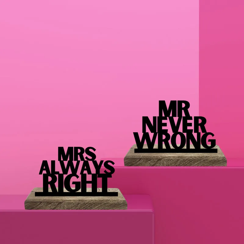 Mr. Never Wrong Typography Showpiece - Set Of Two media 1
