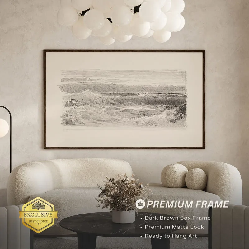 Silver Waves Wood Wall Art With Frame - Black media 3