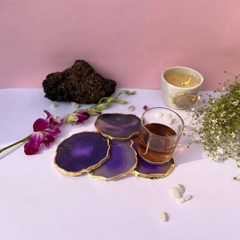 Candra Handcrafted Brazilian Agate Coaster (Purple) - Set Of Four media 3