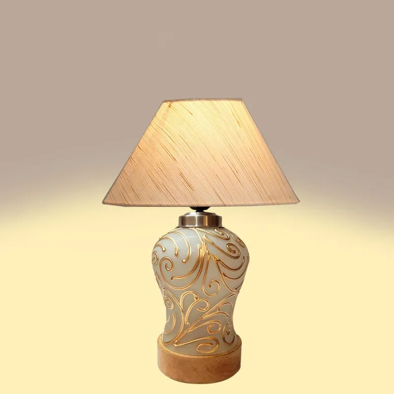 Lumithra Cotton & Wood Table Lamp - OffWhite media 6